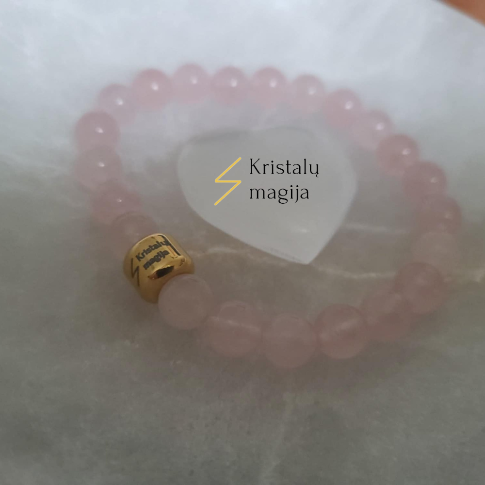 Rožinio kvarco apyrankė "Aš myliu"